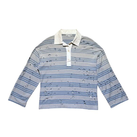 Distressed striped polo shirt - Picture 2 of 5